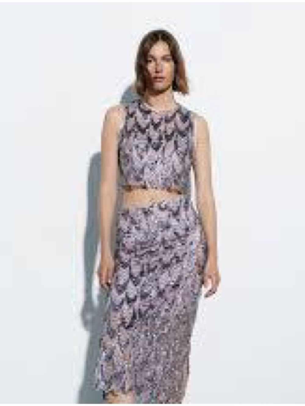 Zara Lavender Sequined Embellished Pencil Skirt - Picture 8 of 9